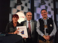 Kirsten Siebarth, Garry Kasparow, Walter Rädler (von links)