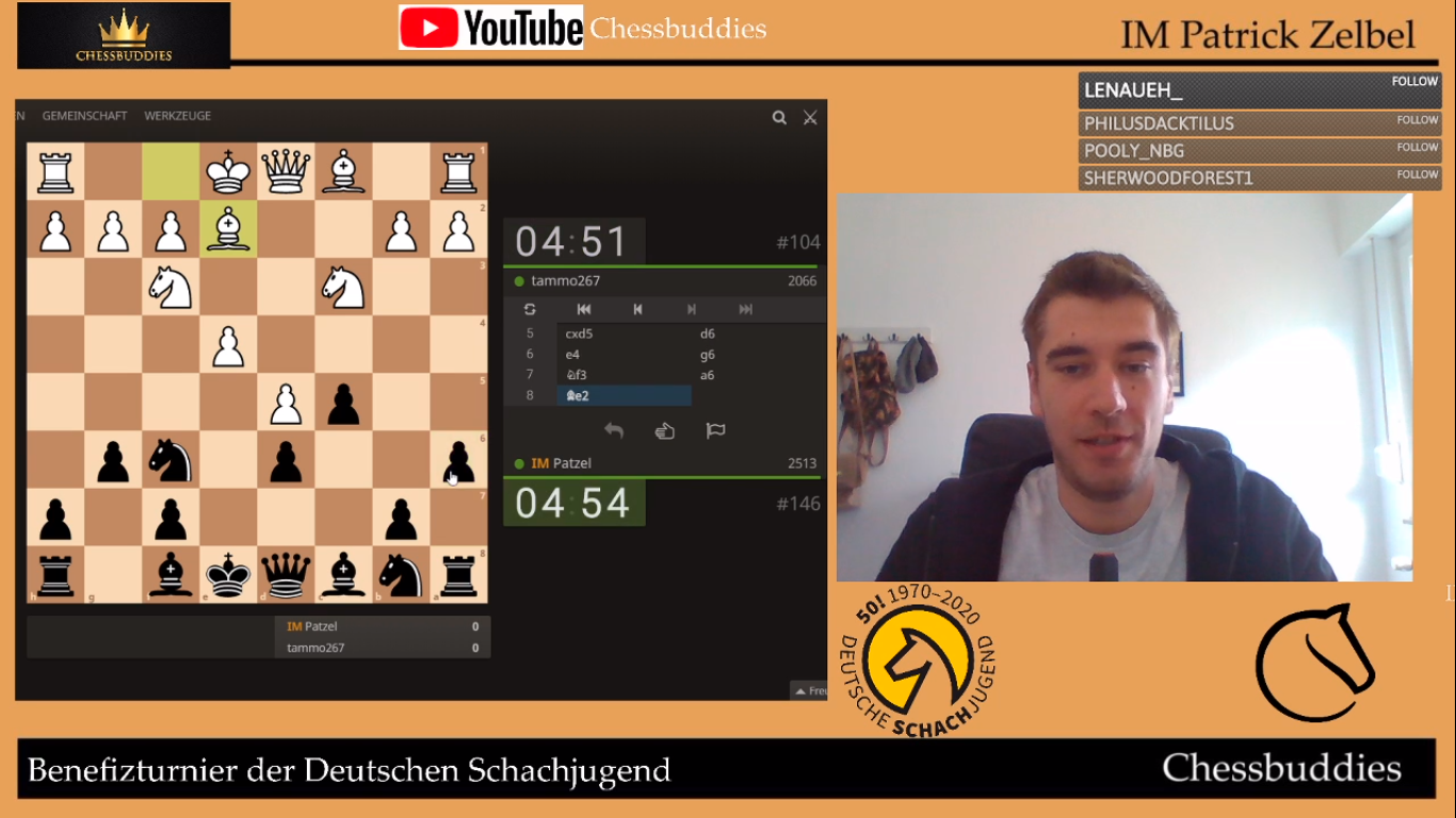 IM Patrick Zelbel auf dem Twitchkanal der „Chessbuddies“